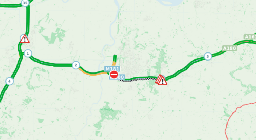 Delays on the M180 motorway