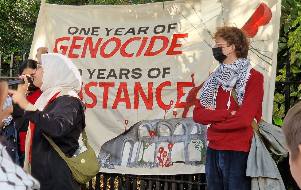 Demonstrators preparing ahead of the pro-Palestine march in London