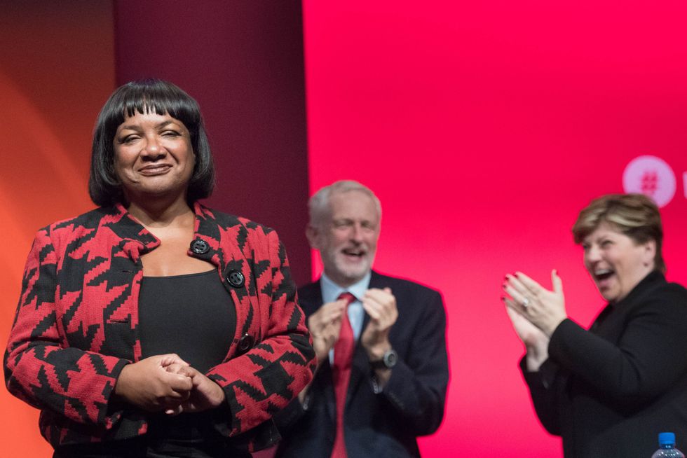 Diane Abbott with Jeremy Corbyn and ex-shadow cabinet colleague Emily Thornberry