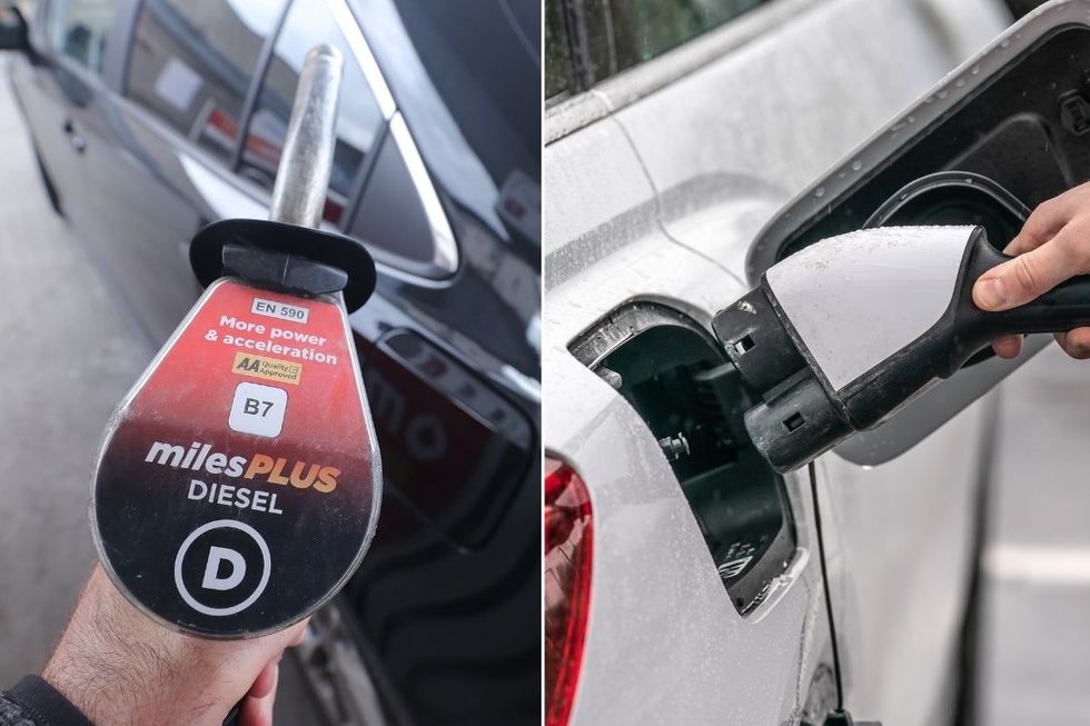 Diesel pump and an electric car charger