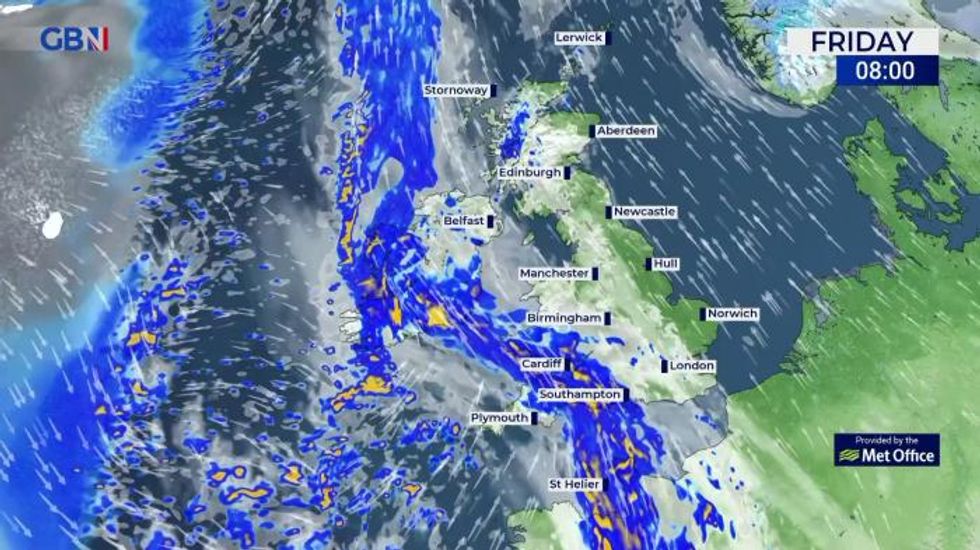 UK weather: Windy today with rain moving northeastwards followed by showers