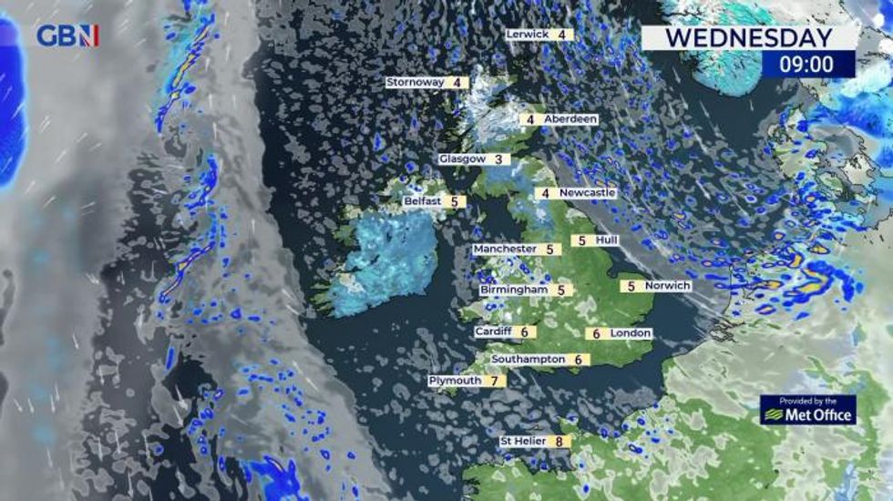 UK weather: Cold and clear with blustery wintry showers in places