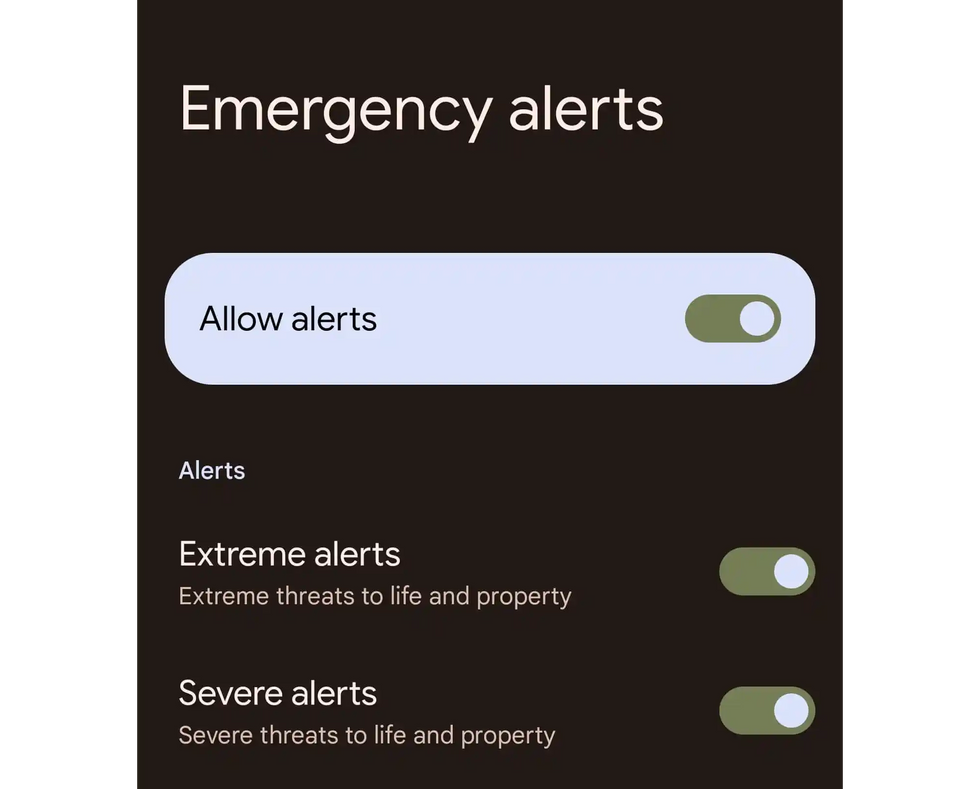 disable emergency alerts in android system settings