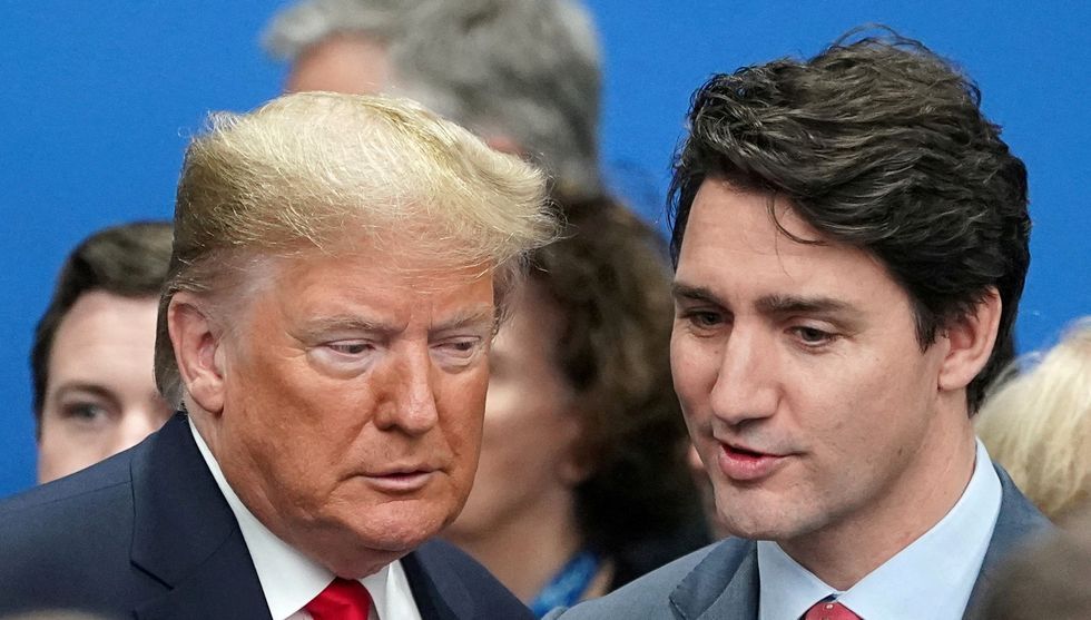 Donald Trump alongside Justin Trudeau