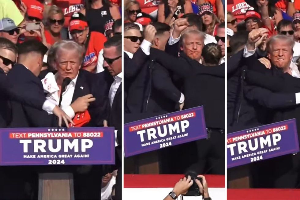 Donald Trump clutches face and ducks as SHOTS FIRED at ex-President