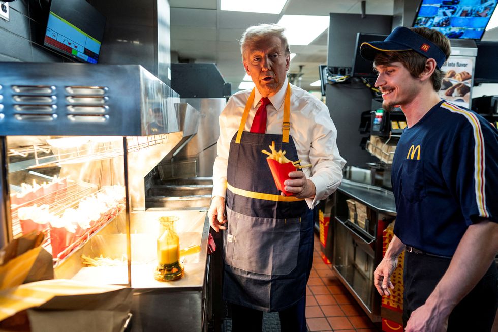 Donald Trump serving up fries at McDonald's