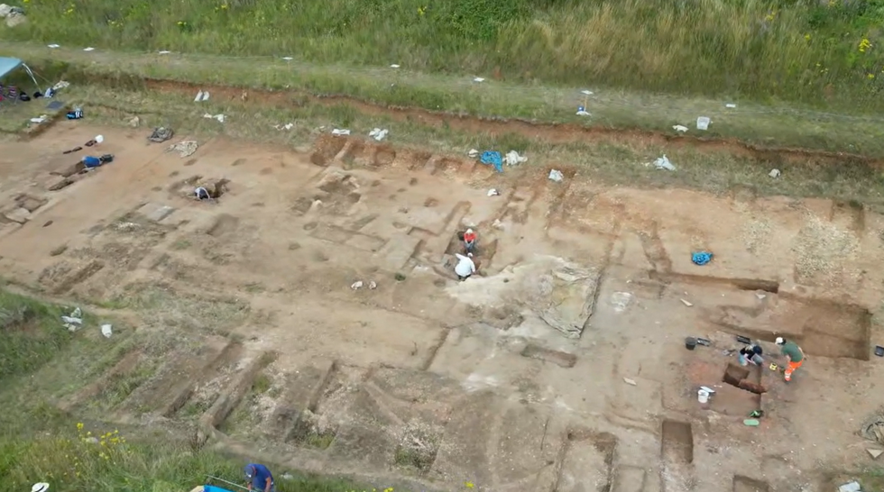 Drone image of Sharp's work on an excavation site