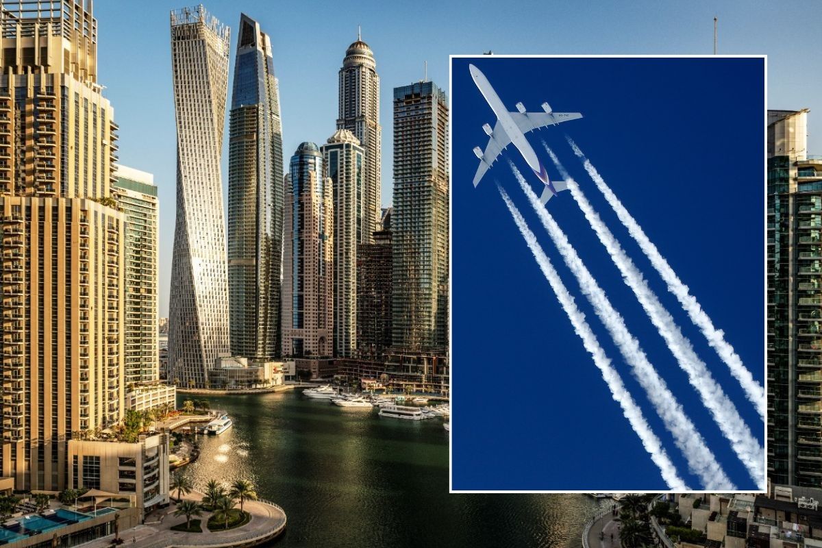 Dubai stock image and plane 