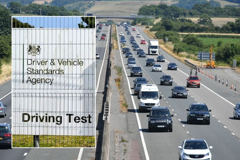 DVSA sign and a busy motorway