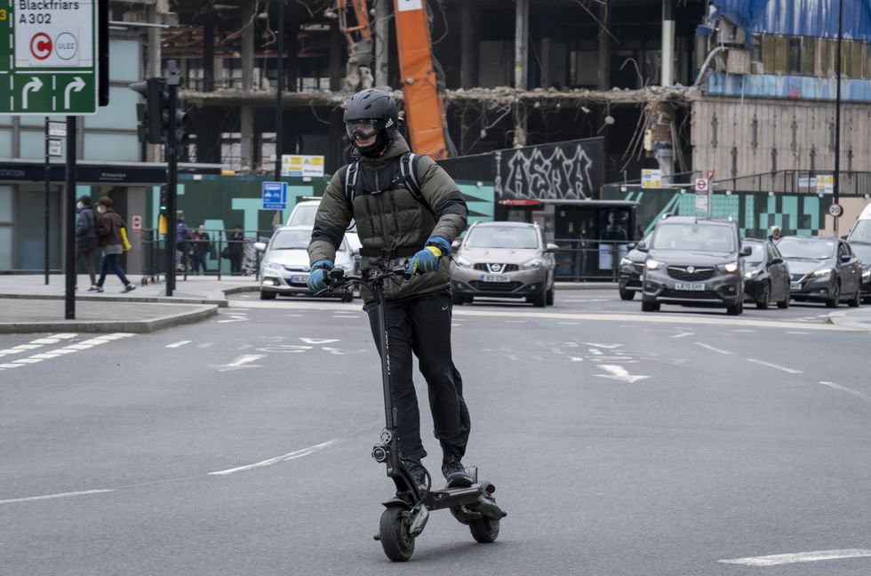 E-scooter riding in traffic