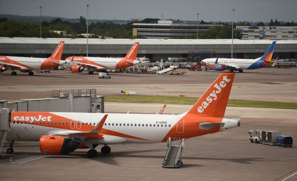 EasyJet planes at an airport