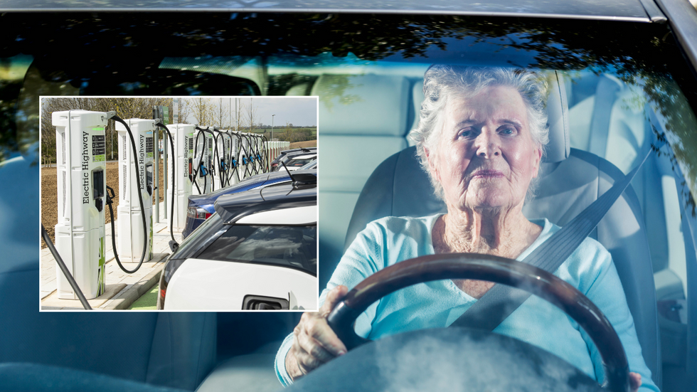 Elderly driver and electric car charger