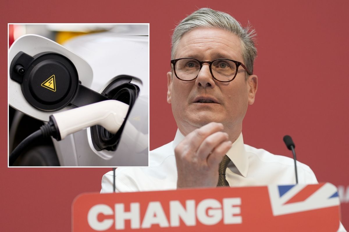 Electric car charger and Keir Starmer 