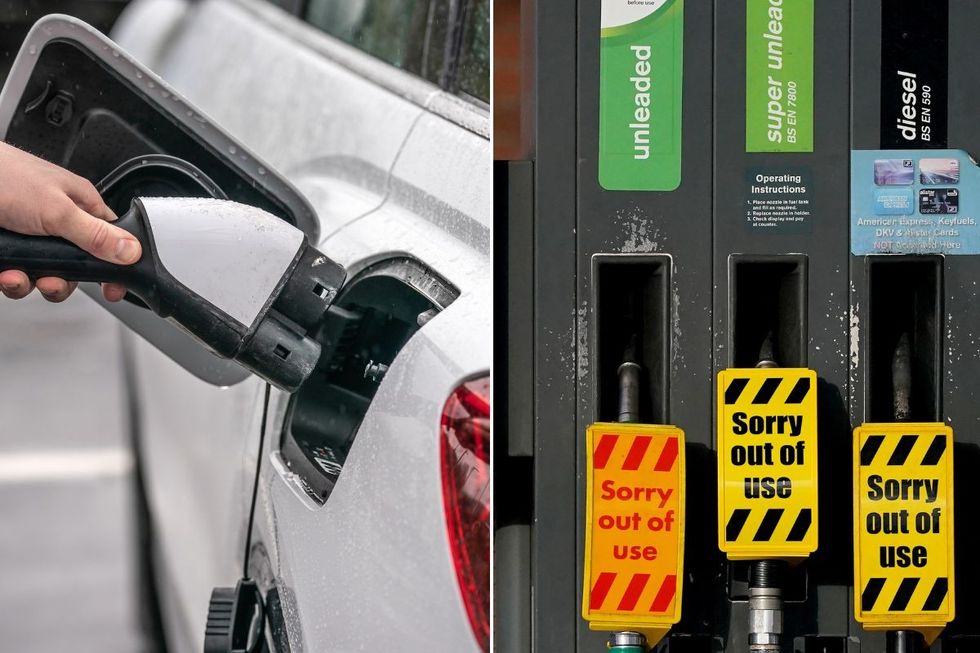 Electric car charger and petrol pumps 