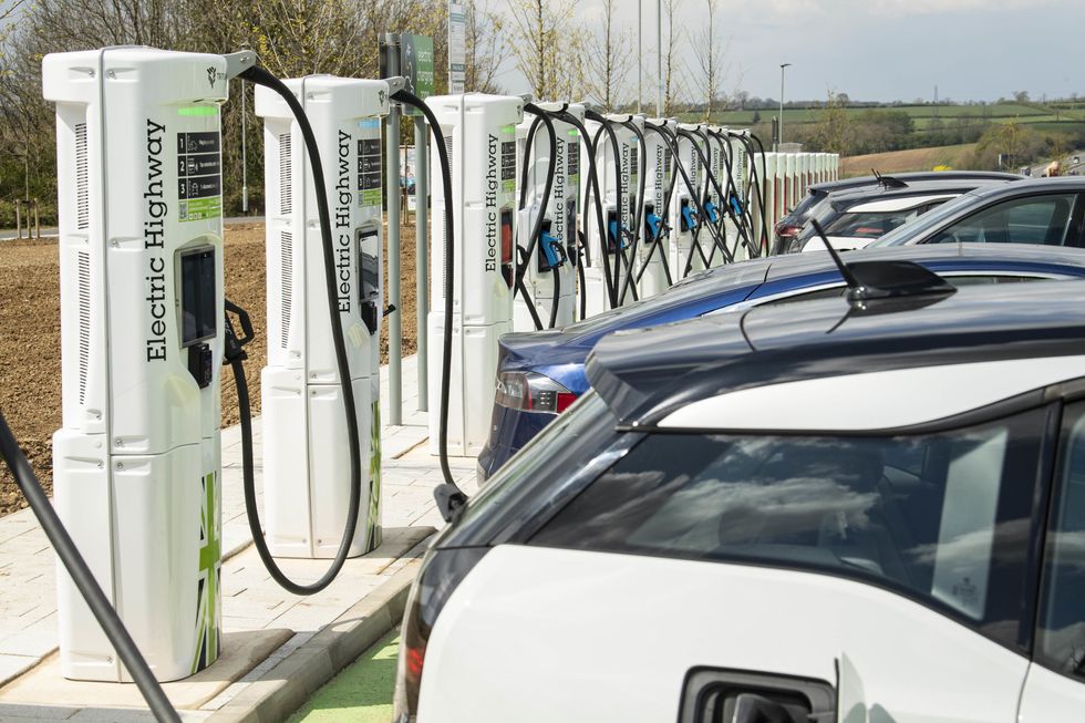 Electric car chargers on the motorway