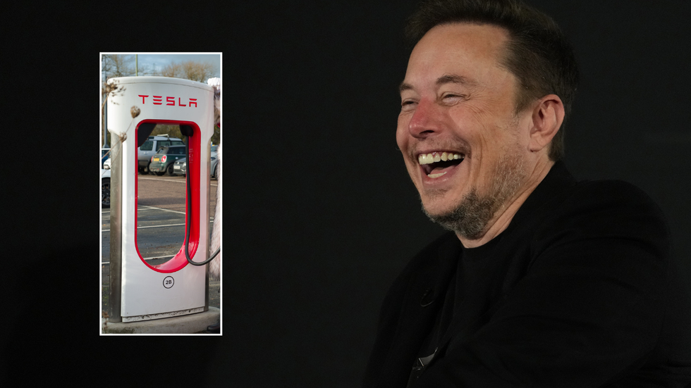 elon musk and tesla charging station