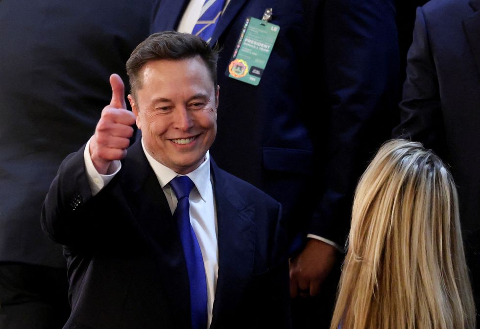 Elon Musk giving thumbs up after Trump's speech in Congress