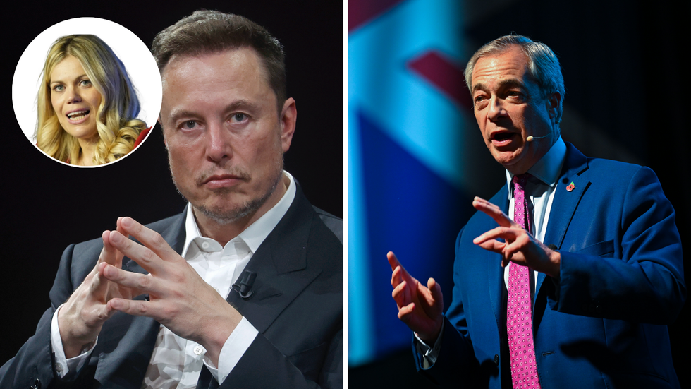 Elon Musk (left), Nigel Farage (right)