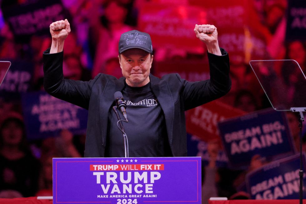 Elon Musk speaking at Madison Square Garden, New York, in support of Donald Trump