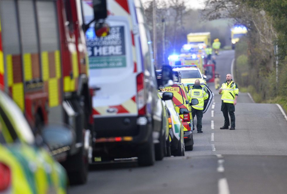 Emergency services attend scene of crash