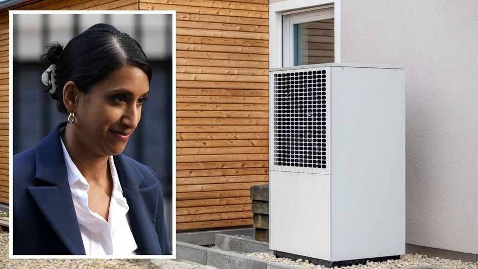 Energy Secretary Claire Coutinho and heat pump in pictures