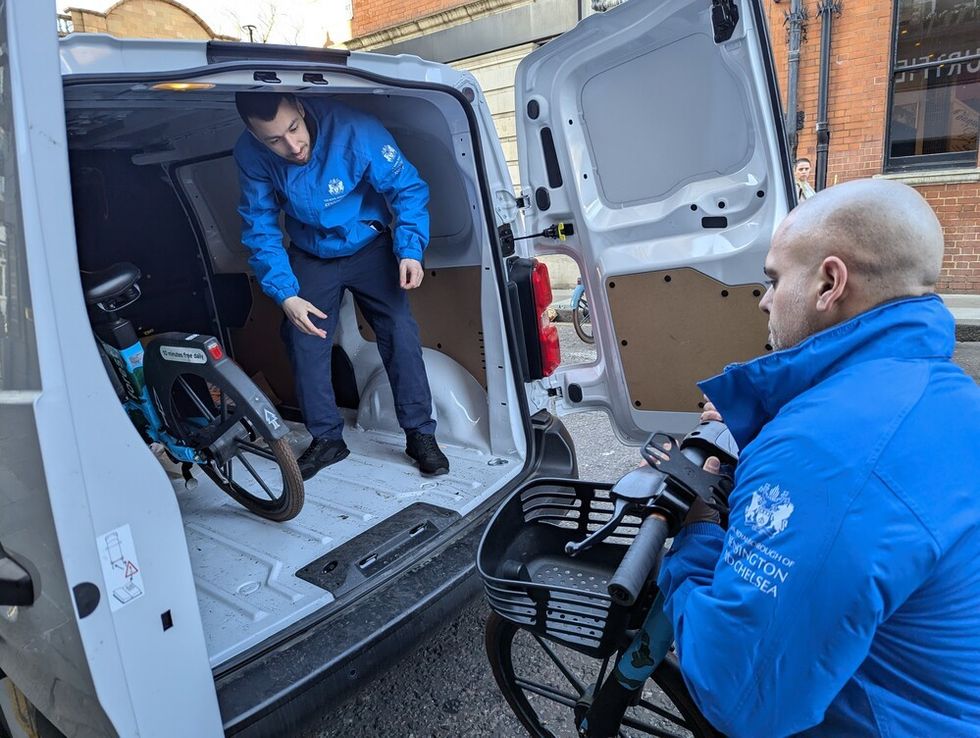 Enforcement officers seizing e-bikes