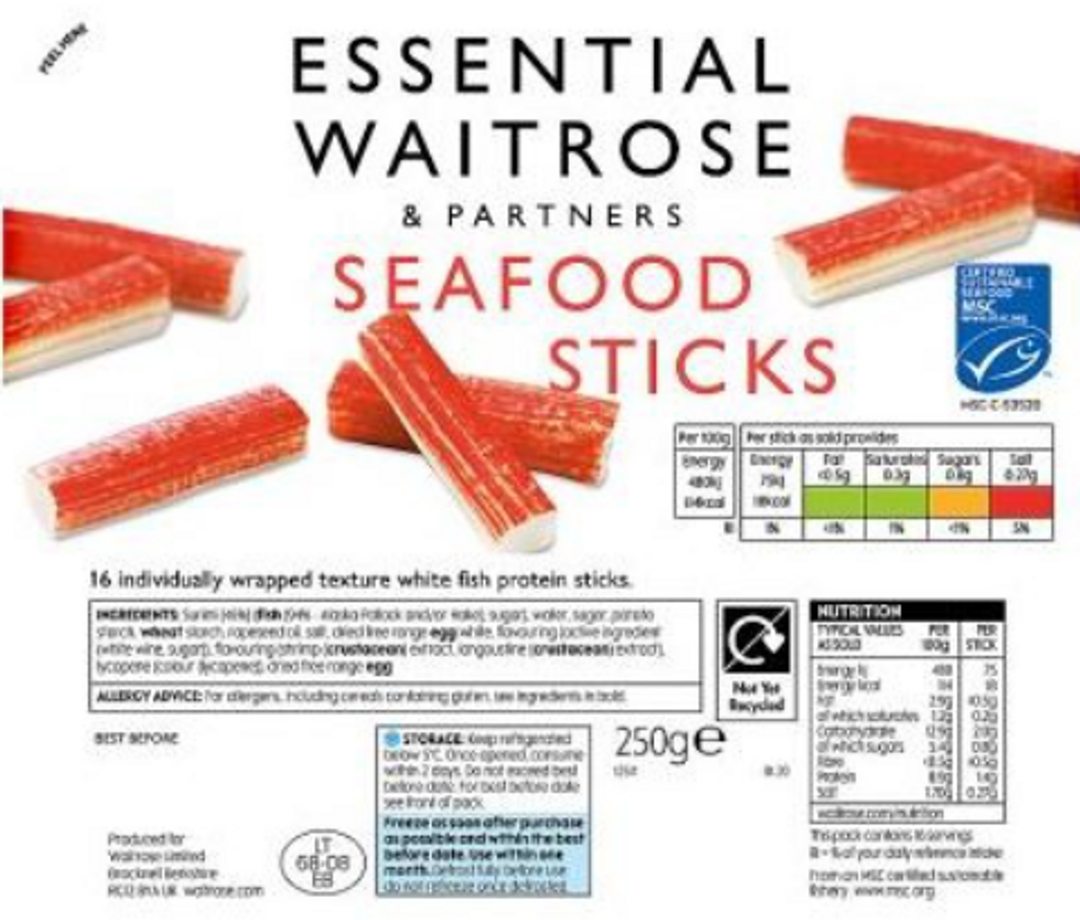 Essential Waitrose Seafood Sticks 250g