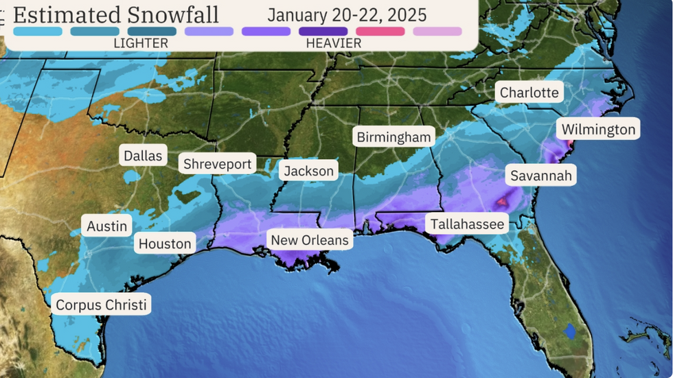 Estimated snowfall in snow corridor