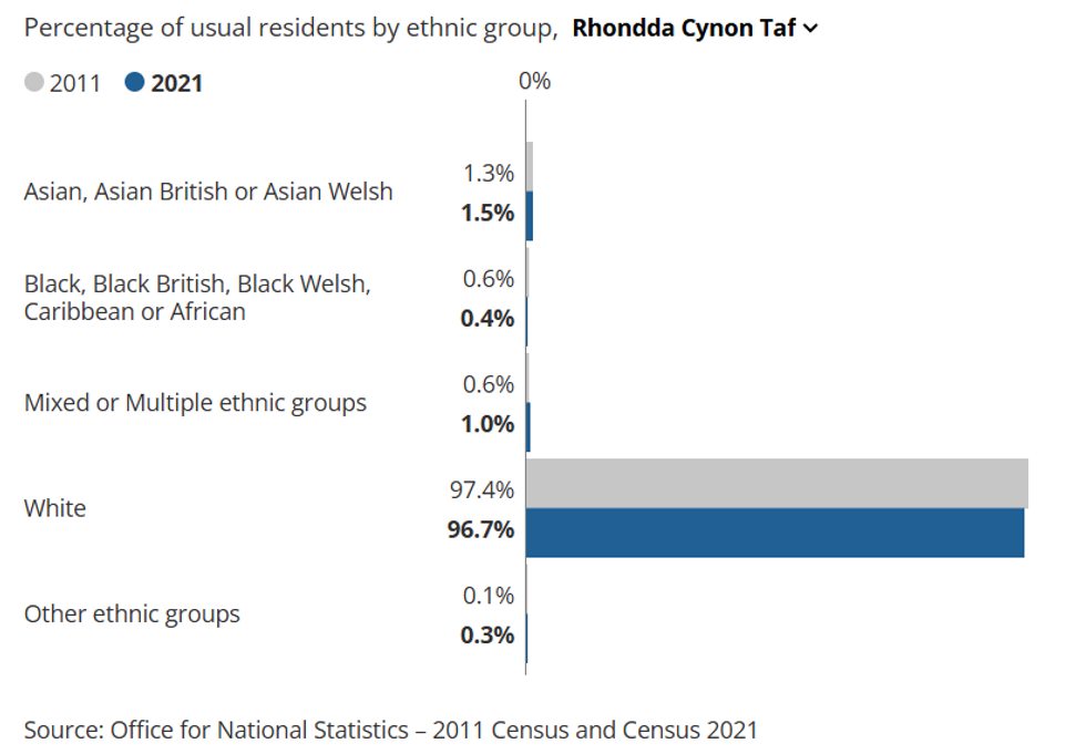 Ethnic breakdown: Rhondda Cynon Taf