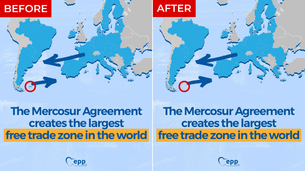 Falklands map before/after