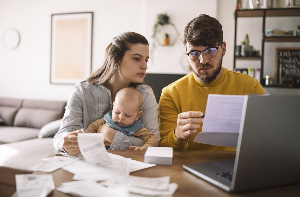 Family looking at tax bill