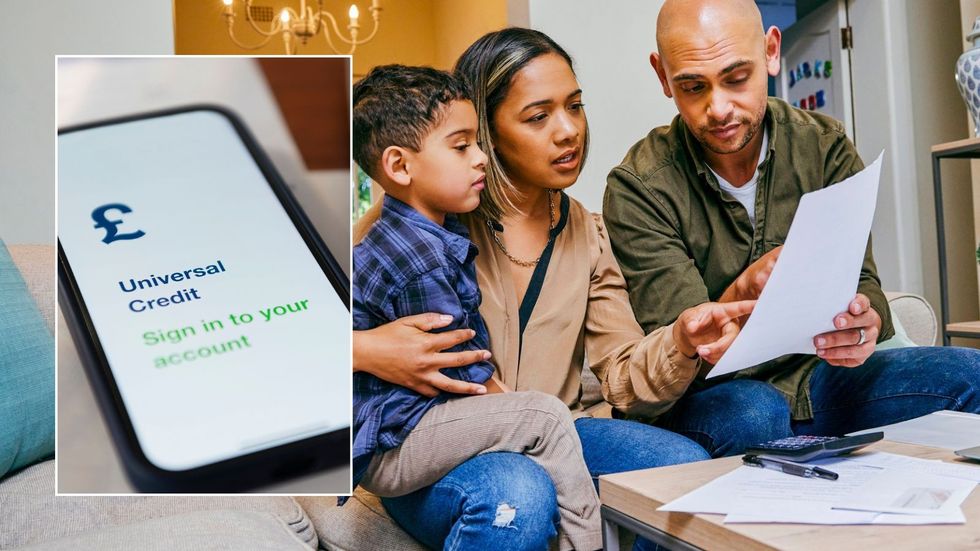 Family looking over finances and Universal Credit login