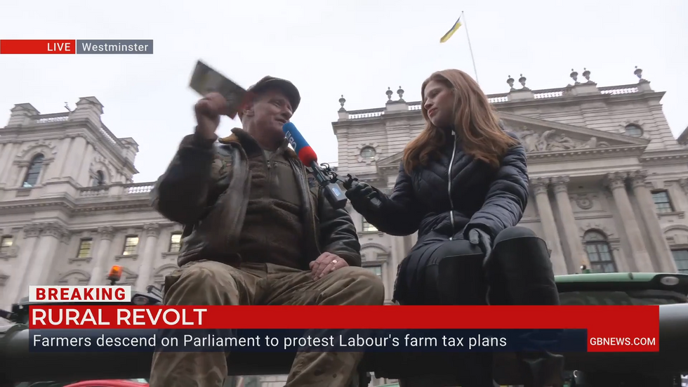 Farmer talking to Emily Carver