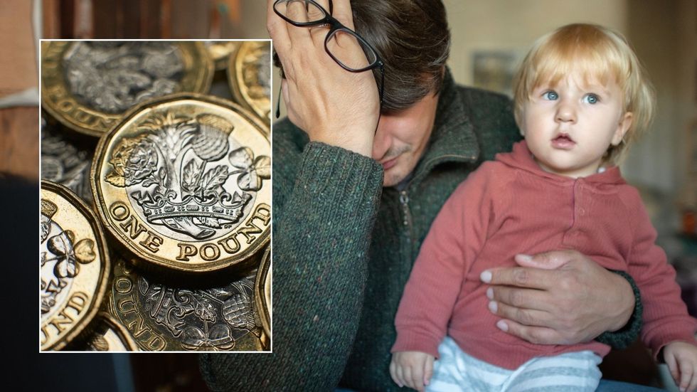 Father with child and British pounds