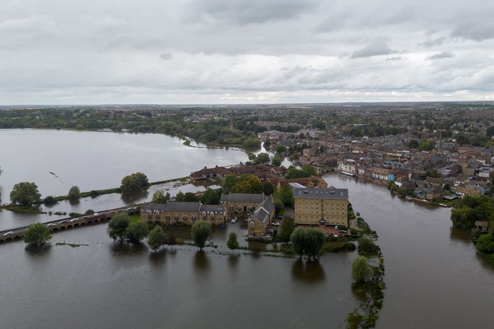 Flooding around St Ives in Cambridgeshire after the River Great Ouse burst its bank