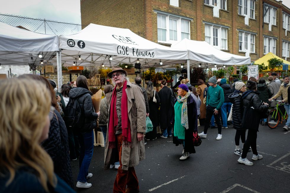 Flower market along Colombia Road, east London