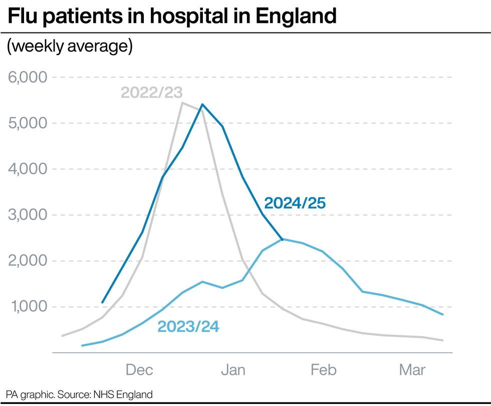 Flu patients in hospital in England