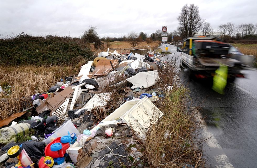 fly-tipping on the road