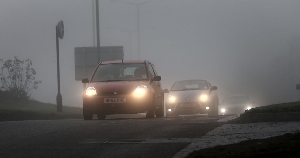 Foggy weather on the roads