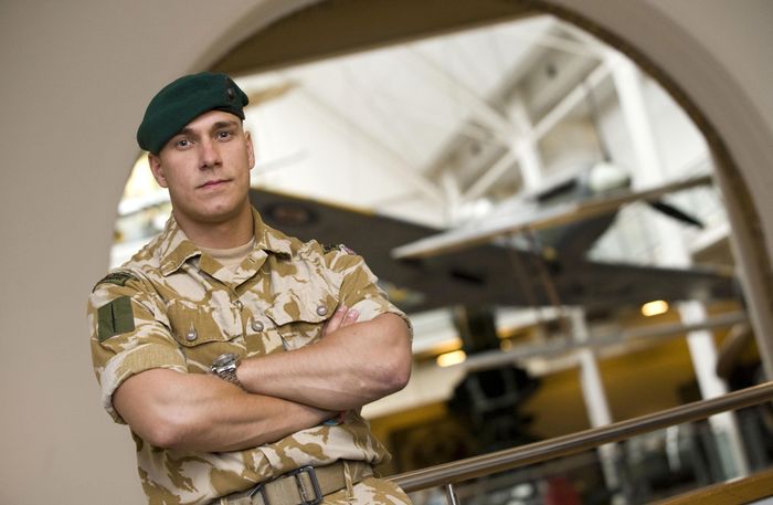 Former Lance Corporal Matt Croucher in military fatigues