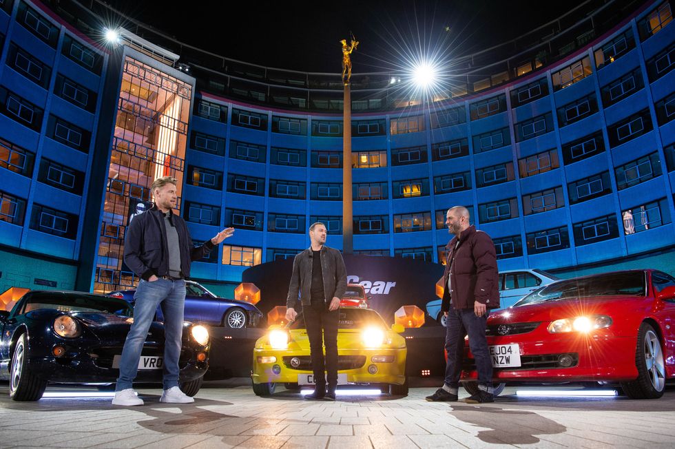 Freddie Flintoff, Paddy McGuinness and Chris Harris