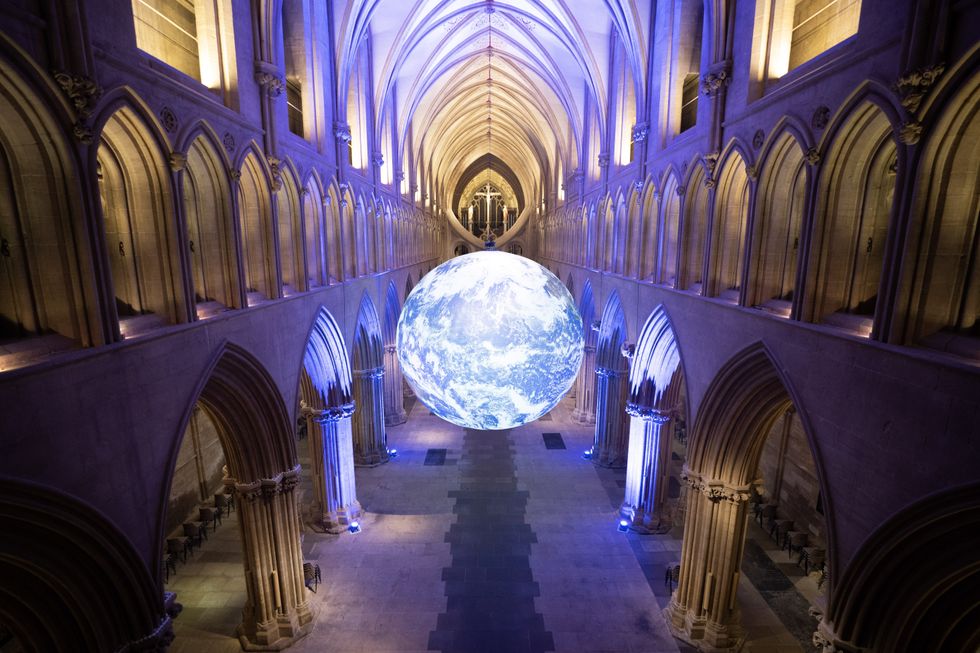 Gaia, Luke Jerram's seven-metre-wide replica of the earth, created using detailed NASA imagery of the Earth's surface, suspended in Wells Cathedral, Somerset. Picture date: Monday November 7, 2022.