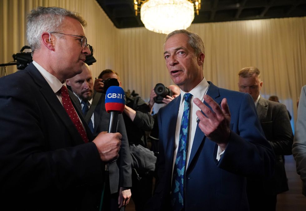 GB News' Christopher Hope with Nigel Farage