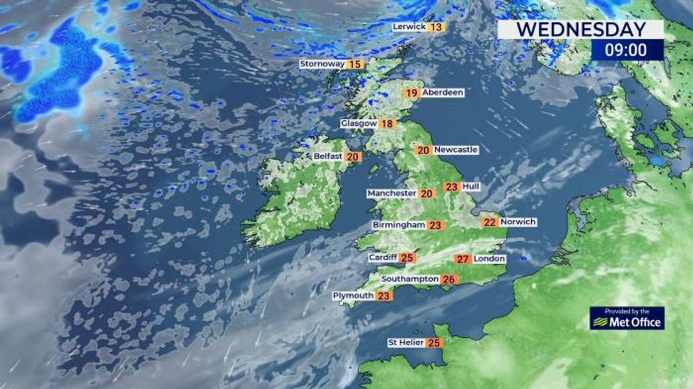 UK weather: Breezy with showers in the north, dry and fine elsewhere