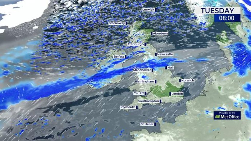 UK Weather: Rain across central and northern areas, but very mild south