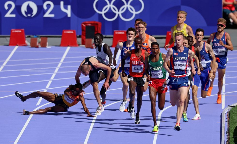 George Mills was one of four runners who fell in the final stretch