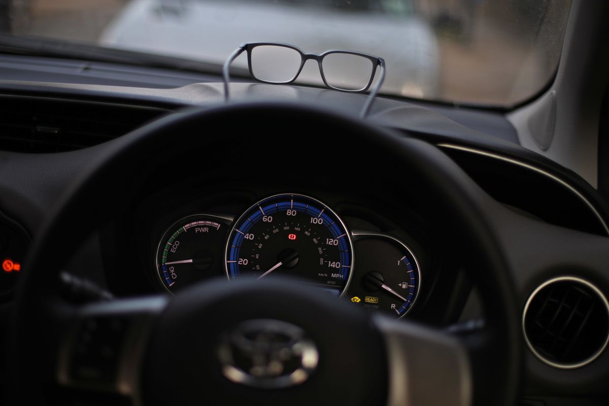 Glasses in a car