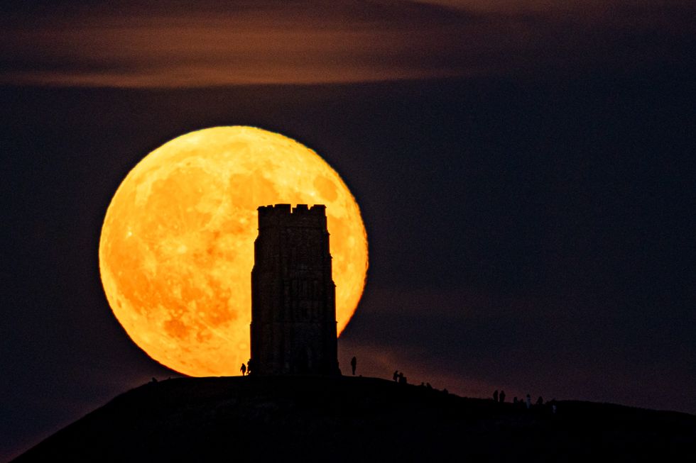 Glastonbury Tor during a u200bsupermoon