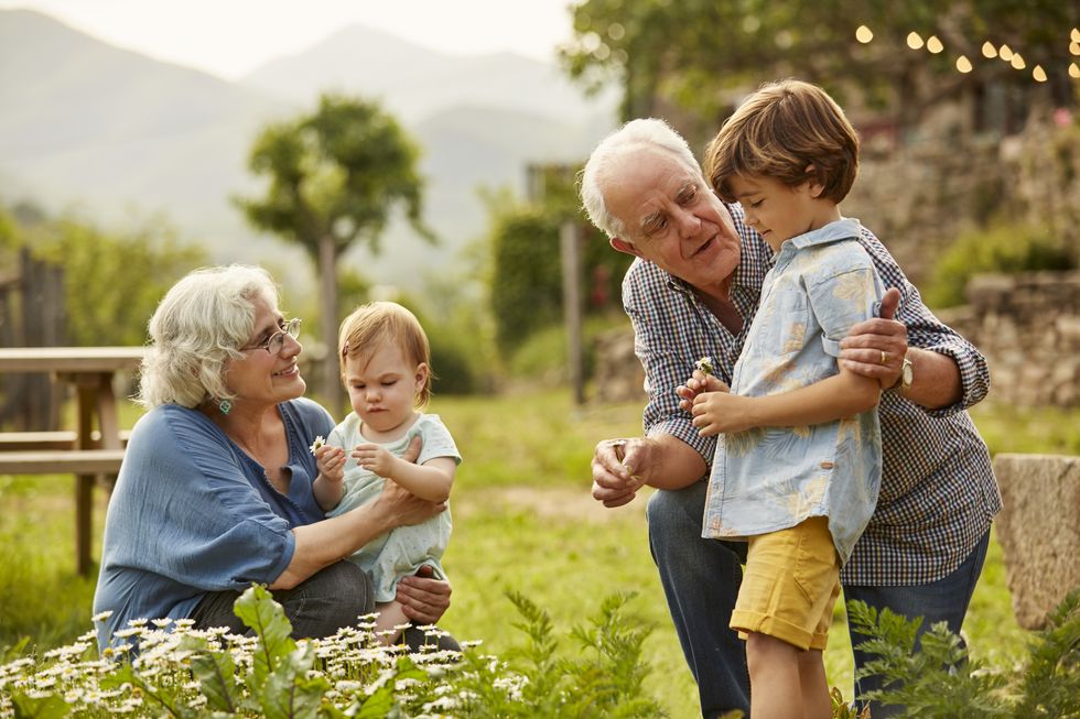 Grandparents and children in pictures