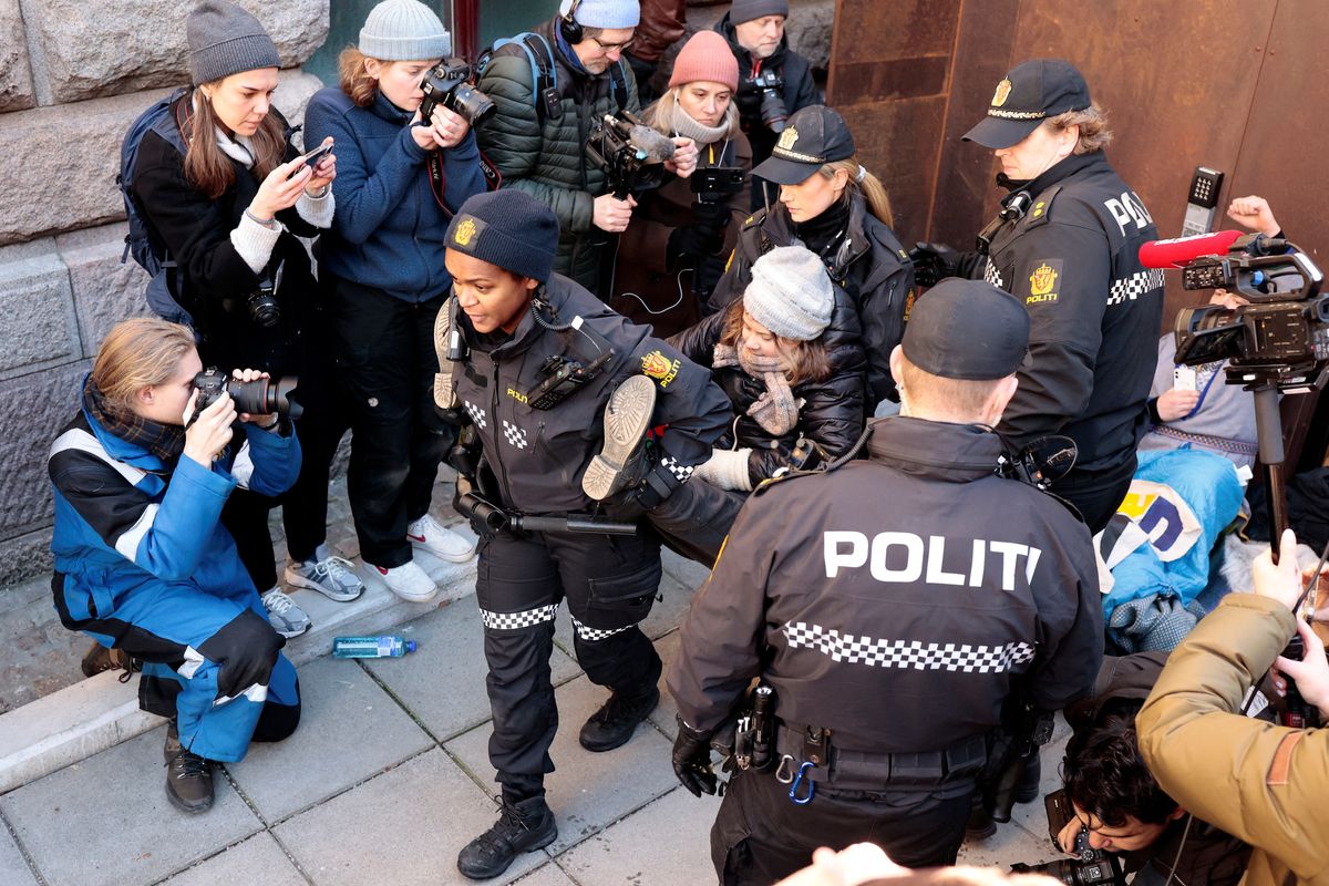 Greta Thunberg detained by police AGAIN after protest in Norway